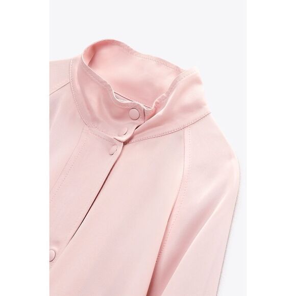 NWT Zara Pocketed Flowy Jacket in Pale Pink, Size Medium - Picture 9 of 15